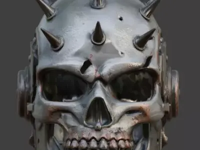 Wasteland Skull Spike Helmet 3D Model Low-poly 3D model