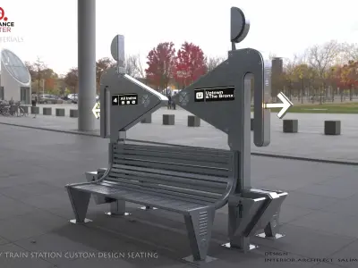 BANCH 3D MODEL   metro  DIRECTION SIGN Low-poly 3D model