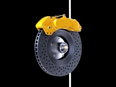 6 piston disc brakes Low-poly 3D model
