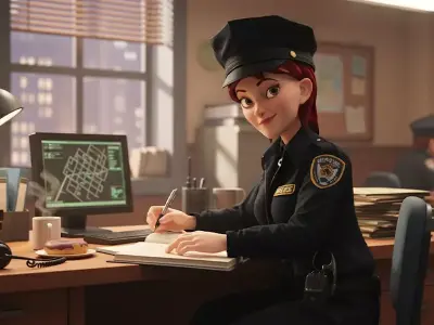 Stylized Female Police Officer Rigged woman cop Policewoman Free 3D model