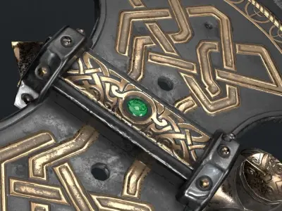 Dwarf battle axe Low-poly 3D model