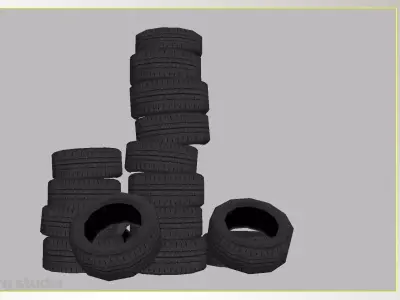 Lowpoly Tires Stack Low-poly 3D model