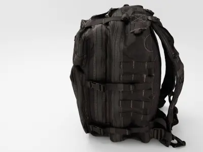 Black Tactical military backpack for soldiers 3D model