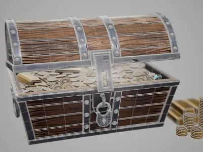 Stylized Gold Chest Low-poly 3D model