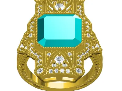 Vintage Art Deco Style Ring 2 3D print model