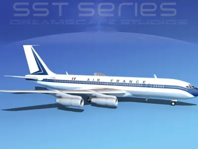 Boeing 707-320 SS Air France 3D model
