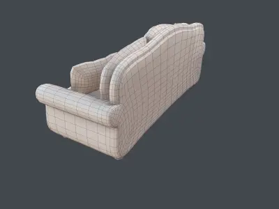 Old Fashioned Sofa Collection Low-poly 3D model