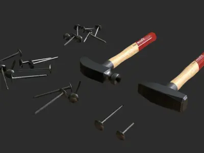 Hammers and Nails Pack Low-poly 3D model