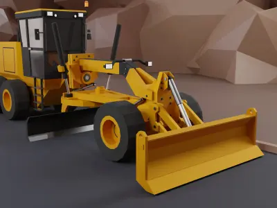 Motor Grader Heavy Vehicle Low-poly 3D model