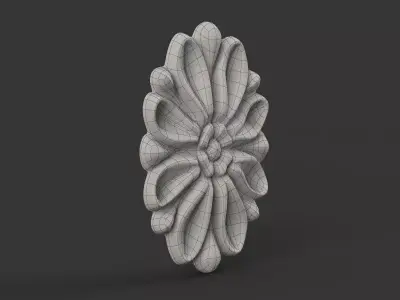 Carved Oval Floral Rosette for Classic Furniture 3D model