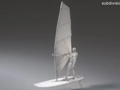 Male Windsurfer Animated HQ 3D model