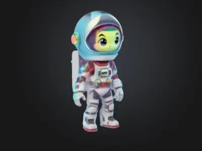 Cartoon Astronaut Character for Games Animations High Poly Free 3D model
