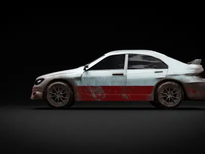 Rusted Sports Racing Car  fully rigged Free low-poly 3D model