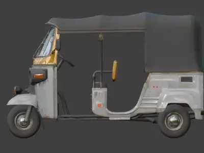 Realistic Three-Wheel Tuk Tuk Vehicle 3D Model Low-poly 3D model