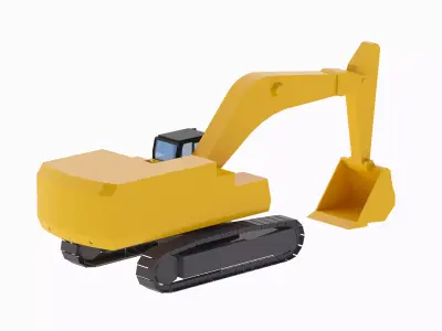 Excavator Construction 395 Simplified Low-poly 3D model