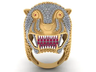 Lion antique Ring 3d Print STL file  3D print model