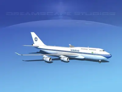 Boeing 747-400 Varig  3D model