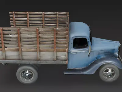 Realistic 1930s Rural Flatbed Truck 3D Model Low-poly 3D model