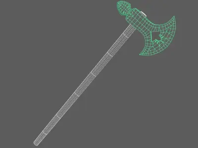 Battle Axe Low-poly 3D model 8
