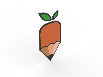 Pencil Logo Low-poly 3D model