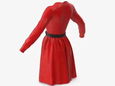 Dress Red with Belt 