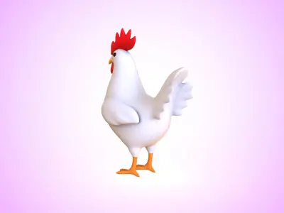 Cartoon Chicken Cute 02 Low-poly 3D model
