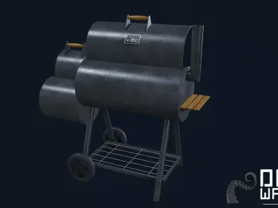 Barrel Grill - PBR Game Ready Low-poly 3D model