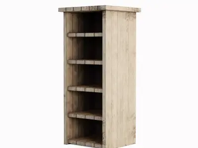 Medieval Tall Shelf Set Low-poly 3D model