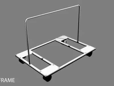 Trolley 4 metal stand with two legs 3D model