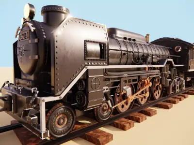 7 cabins steam train  3D model
