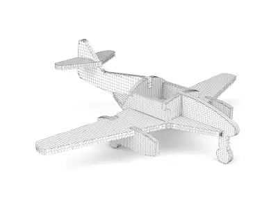 Wooden toy airplane 09 3D model