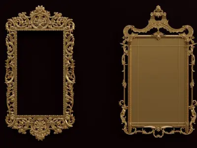 15 STL Files of Mirror Photo Frames for CNC Machining Blender 3D model