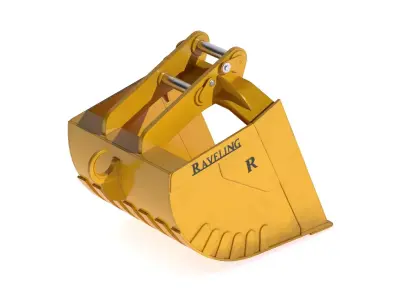 Raveling Flat Bottom Square Corner Excavator Bucket 3D model