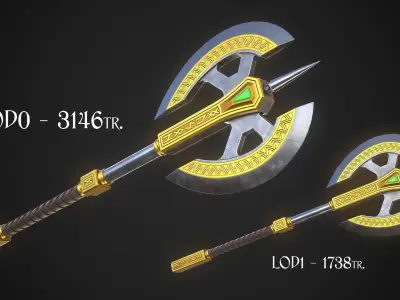 Fantasy Axe 04D Low-poly 3D model