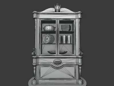 Vintage Wooden Cabinet Low-poly 3D model