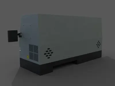 CNC Lathe machine with panel Low-poly 3D model