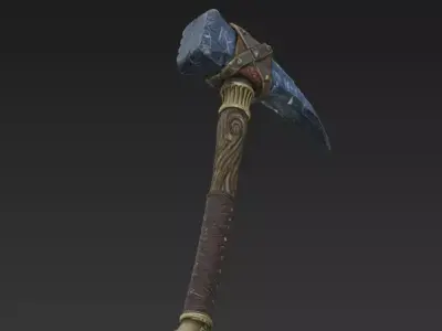 Fantasy Runed Stone Warhammer  Stylized Scanned Prop 3D model