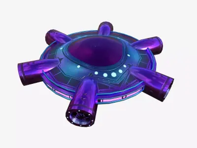 Alien Spaceship UFO J04 Purple Blue - Sci Fi Spacecraft Design Low-poly 3D model