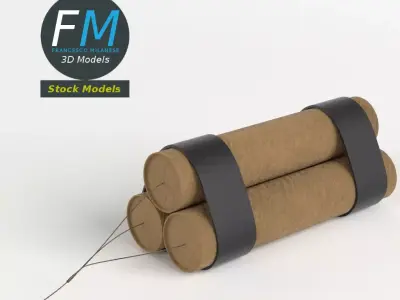 Stylized dynamite pack 3D model