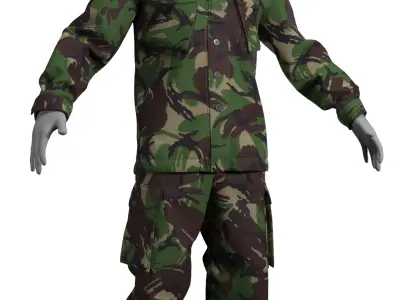 British DPM Combat Uniform CS95 - Marvelous Designer 3D model