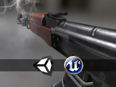 AK47 - PBR Weapon and Game Ready Low-poly 3D model