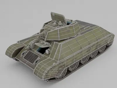 T-34E tank Low-poly 3D model