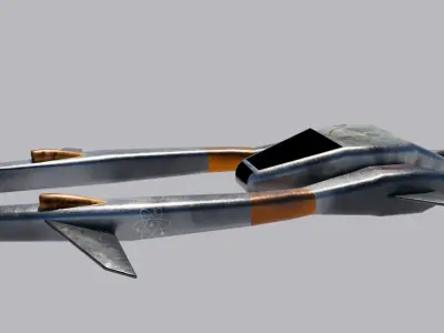 Spaceship 3D model pair of metal blades Low-poly 3D model