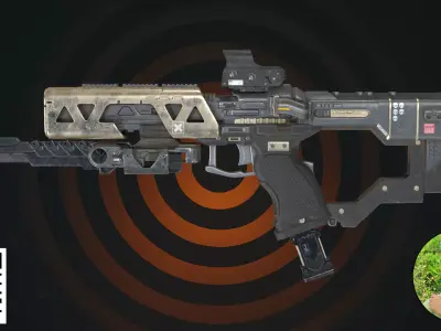 Cyberpunk Tactical SMG - Gold Matte Black Edition  3D model