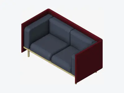 Furniture - Sofa - Contemporary - Flame - Small Low-poly 3D model