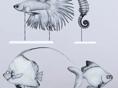 Four Fish figures 3D model
