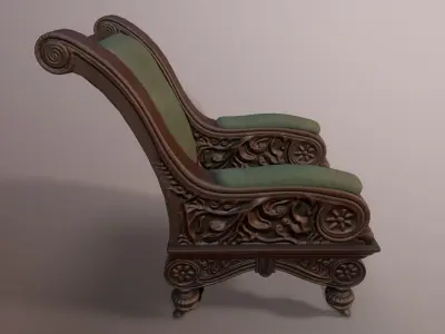 Old wooden chair Low-poly 3D model