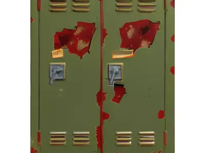 Distressed Industrial Metal Locker Low-poly 3D model