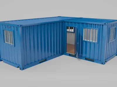 L-Shaped 20ft Shipping Container Room - Modular Corner Unit 3D model