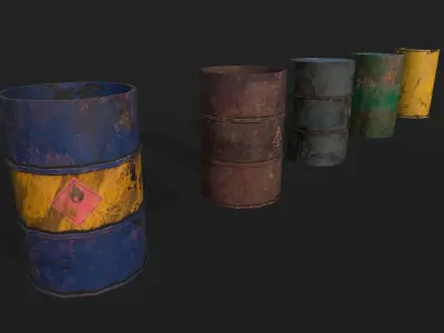 Rusty Metal Barrels Low-poly 3D model